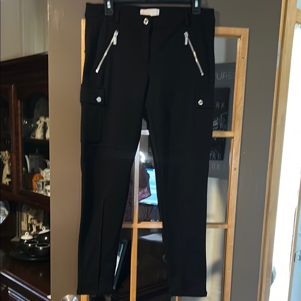 Black Cargo Pants with Zipper Details